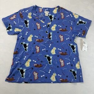 Nordstrom Intimates Women's M Blue Dog PrintCotton Pajama Sleep Shirt NWT